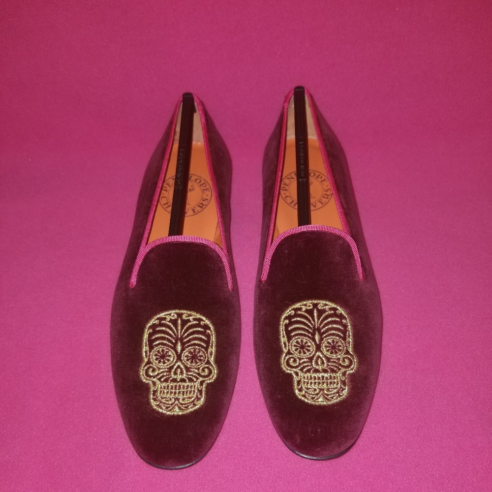 Penelope Chilvers Red Dandy Skull Slippers